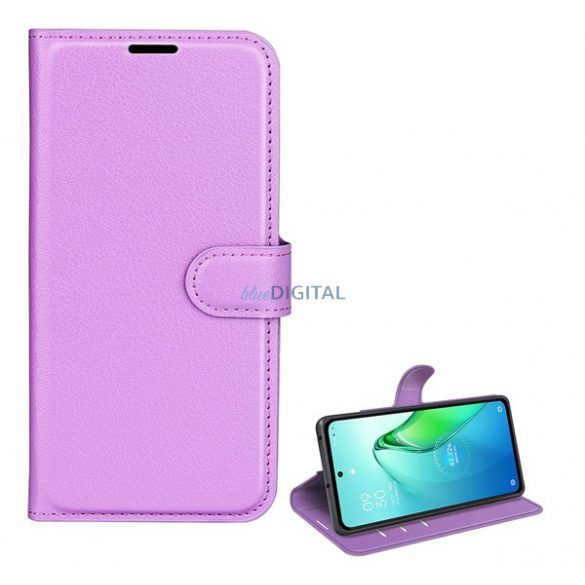 Carcasa in picioare, efect piele (FLIP, deschidere laterala, functie suport desktop, premium) PURPLE Oppo Reno 8 Pro