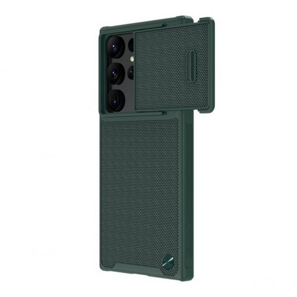 Protector de telefon din plastic NILLKIN TEXTURED S (cadru din silicon, model 3D, protecție pentru cameră, încărcare fără fir) VERDE ÎNCHIS Samsung Galaxy S23 Ultra (SM-S918)