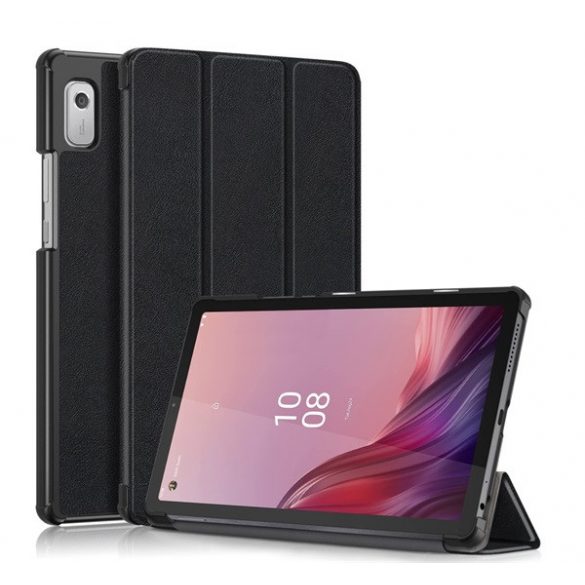 Husă stativă cu efect de piele (FLIP activ, deschidere laterală, funcție de suport pentru birou TRIFOLD) negru Lenovo Tab M9 (TB310F) WIFI, Lenovo Tab M9 (TB310X) LTE