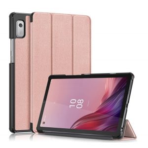 Husă stativă, efect piele (FLIP activ, deschidere laterală, funcție de suport pentru birou TRIFOLD) ROȘU AURAT Lenovo Tab M9 (TB310F) WIFI, Lenovo Tab M9 (TB310X) LTE