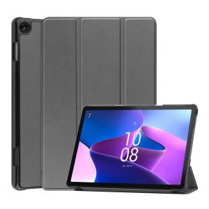 Carcasă în picioare, efect piele (FLIP activ, deschidere laterală, TRIFOLD, suport desktop) GR ÎNCHIS Lenovo Tab M10 (TB-328)