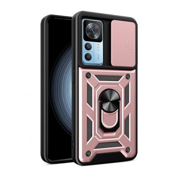 Defender protecțiede telefon din plastic (rezistent la impact mediu, interior din silicon, inel de fixare a telefonului, protecție a camerei) CULOARE ROSE Xiaomi 12T Pro, Xiaomi 12T