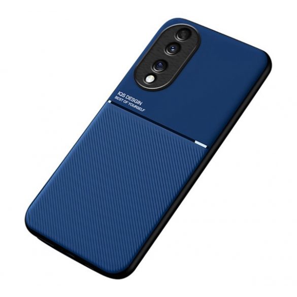 protecțiede telefon din plastic (cadru din silicon, rezistent la impact mediu, placă metalică încorporată, spate cu efect de piele, model cu dungi) BREAKFAST Honor 70