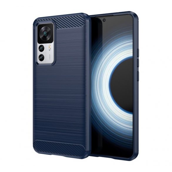 Protector de telefon din silicon (rezistență medie la impact, colț cu pernă de aer, periat, model carbon) ALBASTRU ÎNCHIS Xiaomi 12T, Xiaomi 12T Pro