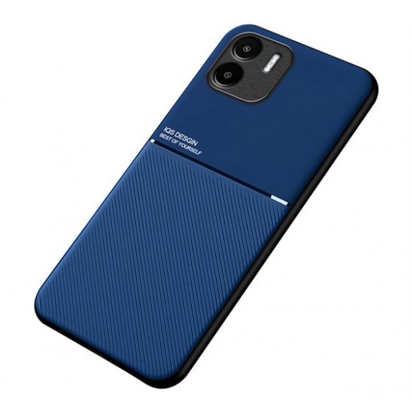 Protectie din plastic pentru telefon (cadru din silicon, rezistenta la impact, magnetic, spate cu efect piele, dungi) ALBASTRU INCHIS Xiaomi Redmi A2, Redmi A1