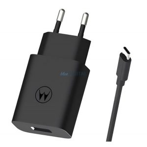 MOTOROLA TURBOPOWER încărcător de rețea cu mufă USB (20W, încărcător rapid 3.0 + cablu Type-C) NEGRU