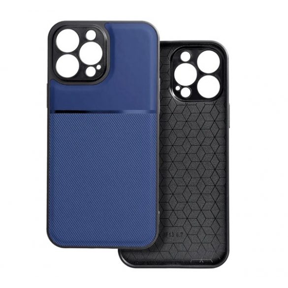 Protectie din plastic pentru telefon (cadru din silicon, rezistenta medie la impact, placa metalica incorporata, spate cu efect piele, model in dungi) ALBASTRU INCHIS Xiaomi Redmi Note 12 4G