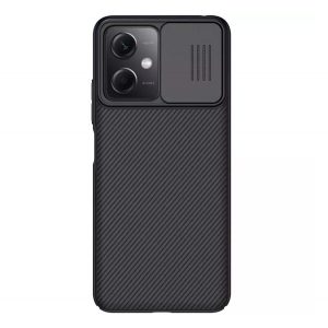 Protector de telefon din plastic NILLKIN CAMSHIELD PRO (cadru din silicon, rezistenta medie la impact, protectie camera, model in dungi) NEGRU Xiaomi Redmi Note 12 5G, Xiaomi Poco X5 5G