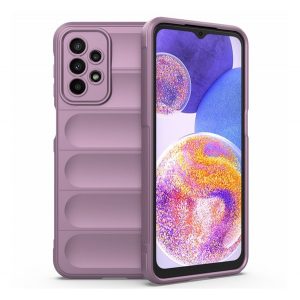 Protecție siliconică pentru telefon (rezistență medie la impact, protecție cameră, model 3D) LILA Samsung Galaxy A23 5G (SM-A236F)