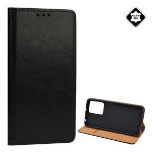 Husă stativă, piele naturală (FLIP, deschidere laterală, desktop) negru Xiaomi Poco X5 Pro 5G, Xiaomi Redmi Note 12 Pro