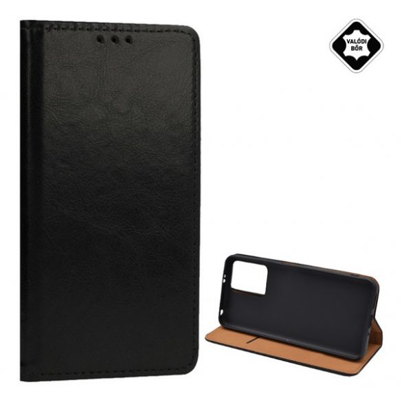 Carcasa in picioare, piele naturala (FLIP, deschidere laterala, functie suport de masa) NEGRU Xiaomi Poco X5 5G, Xiaomi Redmi Note 12 5G