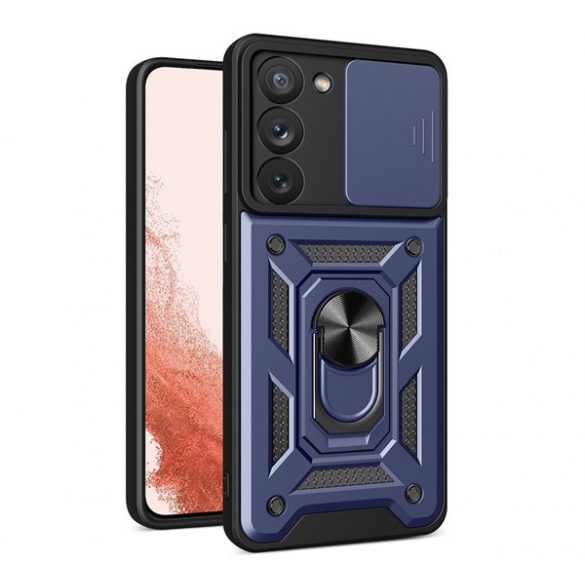 Protector de telefon din plastic Defender (rezistență medie la impact, interior din silicon, inel de suport pentru telefon, protecție pentru cameră) ALBASTRU ÎNCHIS Samsung Galaxy S23 Plus (SM-S916)