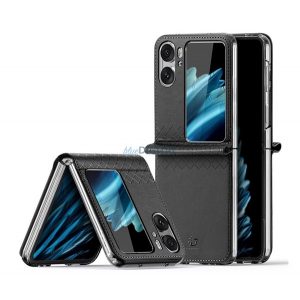 Protectie telefon din plastic DUX DUCIS BRIL (rezistenta medie la impact, spate cu efect piele, model romb) NEGRU Oppo Find N2 Flip