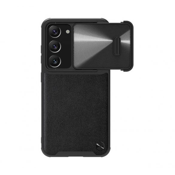 Protectie de telefon din plastic NILLKIN CAMSHIELD LEATHER (rezistenta la impact mediu, spate din piele ECO, protectie pentru camera) NEGRU Samsung Galaxy S23 Plus (SM-S916)