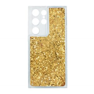 Protectie din silicon pentru telefon (copertă din spate lichidă strălucitoare, cu paiete) GOLD Samsung Galaxy S23 Ultra (SM-S918)