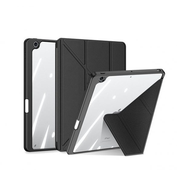 Husă DUX DUCIS MAGI ORIGAMI în picioare, efect piele (FLIP activ, deschidere laterală, TRIFOLD, suport birou, suport creion) BLACK Apple IPAD 10.9 (2022)