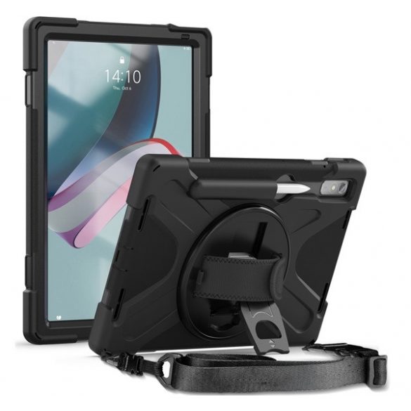 Protecție din plastic Defender pentru telefon (rezistentă la impact mediu, rotativă la 360° + curea de mână, curea de umăr) negru Lenovo Tab P11 Pro Gen2 (TB132FU) WIFI