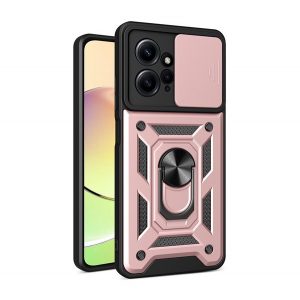 Defender protecțiede telefon din plastic (rezistent la impact mediu, interior din silicon, inel de fixare a telefonului, protecție a camerei) CULOARE ROSE Xiaomi Redmi Note 12 4G