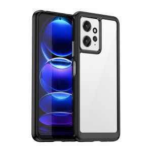 Protecție din plastic pentru telefon (cadru din silicon, rezistent la impact mediu, spate transparent) negru Xiaomi Redmi Note 12 4G