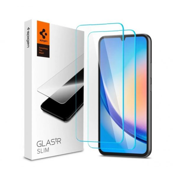 SPIGEN SLIM sticla de protectie pentru ecran 2buc (2.5D, foarte rezistent la zgarieturi, prietenos cu carcasa, ultrasubtire, 0.2mm, 9H) TRANSPARENT Samsung Galaxy A34 5G (SM-A346)