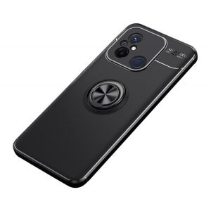 Husă de telefon din silicon (desktop, rotativ la 360 °, placă metalică încorporată) negru Xiaomi Redmi 12C