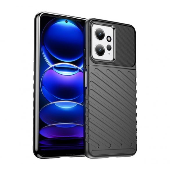 Husă silicon pentru telefon (mediu rezistent la impact, dungi, model convex) negru Xiaomi Redmi Note 12 4G