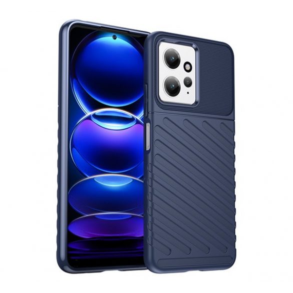 Protector de telefon din silicon (rezistent mediu la impact, cu dungi, model convex) ALBASTRU ÎNCHIS Xiaomi Redmi Note 12 4G