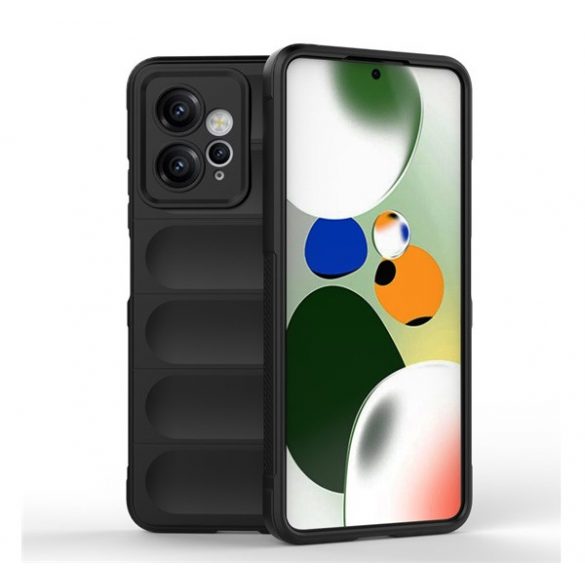 Husă silicon pentru telefon (mediu rezistent la șocuri, protecția camerei, model 3D) negru Xiaomi Redmi Note 12 4G