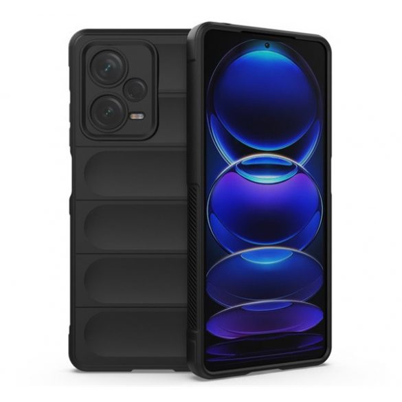 Husă silicon pentru telefon (mediu rezistent la șocuri, protecția camerei, model 3D) negru Xiaomi Redmi Note 12 Pro Plus