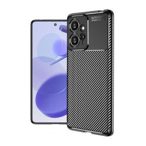 Protectie de telefon din silicon (rezistenta la impact mediu, colt cu perna de aer, model carbon) NEGRU Xiaomi Redmi Note 12 4G