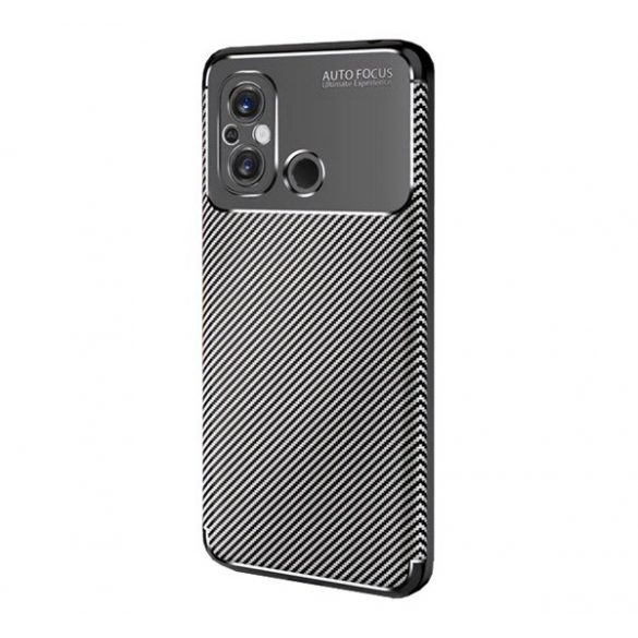 Protectie de telefon din silicon (rezistenta medie la impact, colt cu perna de aer, model carbon) NEGRU Xiaomi Redmi 12C