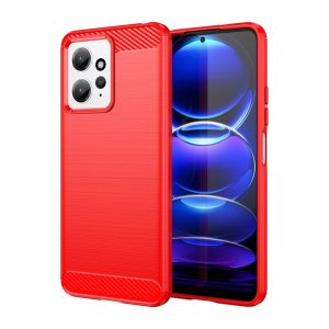 Protectie din silicon pentru telefon (rezistenta medie la impact, colt cu perna de aer, periat, model carbon) ROSU Xiaomi Redmi Note 12 4G