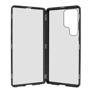 Protecție telefonică din aluminiu (protecție 360°, magnetică, rezistență medie la impact, Folie securizată față, spate, 9H) negru Samsung Galaxy S23 Ultra (SM-S918)