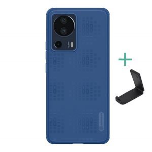 Protector de telefon din plastic NILLKIN SUPER FROSTED (cauciucat, suprafata aspra + suport de masa) ALBASTRU INCHIS Xiaomi 13 Lite