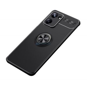 Protector de telefon din silicon (funcție de suport pentru masă, inel pentru suport pentru telefon, rotativ la 360°, placă metalică încorporată) NEGRU Realme 10