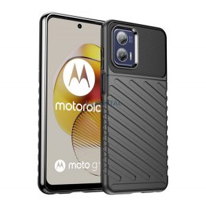 Protectie de telefon din silicon (rezistenta la impact mediu, cu dungi, model convex) NEGRU Motorola Moto G73