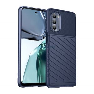 Protector de telefon din silicon (rezistent mediu la impact, cu dungi, model convex) ALBASTRU ÎNCHIS Motorola Moto G62 5G (XT2223)