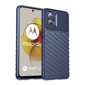 Protectie de telefon din silicon (rezistenta la impact mediu, cu dungi, model convex) ALBASTRU INCHIS Motorola Moto G73