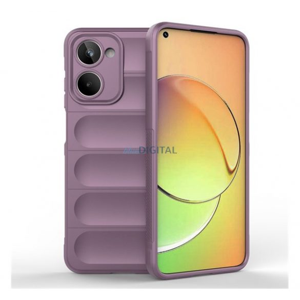 Protector de telefon din silicon (rezistență medie la impact, protecție pentru cameră, model 3D) PURPLE Realme 10