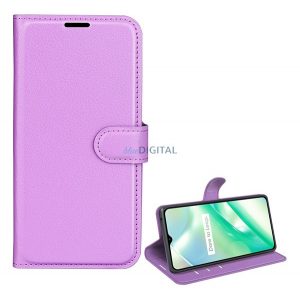 Carcasa in picioare, efect piele (FLIP, deschidere laterala, functie suport desktop, premium) PURPLE Realme C33