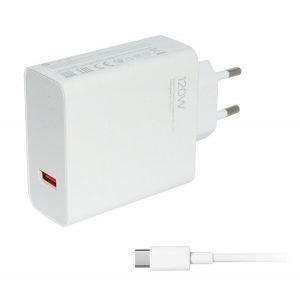 Încărcător de rețea XIAOMI Priză USB (120W, încărcător rapid PD 3.0 + cablu tip C) ALB