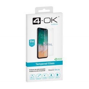 Sticlă de protecție a ecranului 4-OK (3D, curbată, rezistentă la zgârieturi, prietenoasă cu carcasă, cititor de amprente, 9H) TRANSPARENT Xiaomi 13 Lite