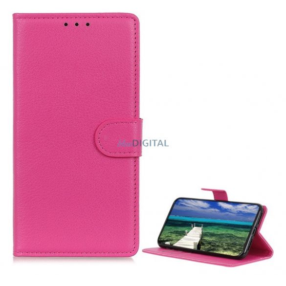 Carcasa in picioare, efect piele (FLIP, deschidere laterala, functie suport birou, premium) ROZ Nokia C32