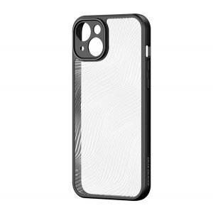 Protector de telefon din plastic DUX DUCIS AIMO (rezistenta medie la impact, cadru silicon, protectie camera, mat, model ondulat) NEGRU Apple iPhone 14 Plus