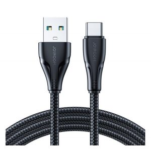 Cablu de date JOYROOM SURPASS (USB - Type-C, 3A, încărcător rapid, 120cm, șiret, anti-rupere) NEGRU