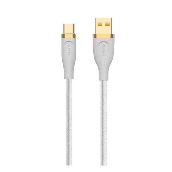 Cablu de date DEVIA STAR (USB - Type-C, 2.4A, încărcător rapid, 150cm) ALB