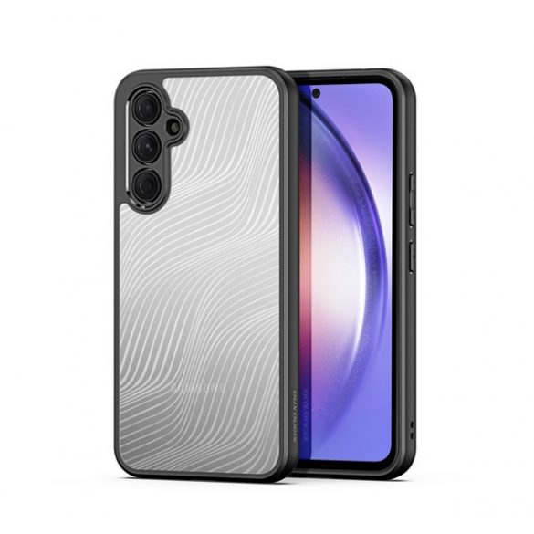 DUX DUCIS AIMO protecție din plastic pentru telefon (rezistență medie la impact, ramă din silicon, protecție cameră, mată, model ondulat) NEGRU Samsung Galaxy A54 5G (SM-A546)