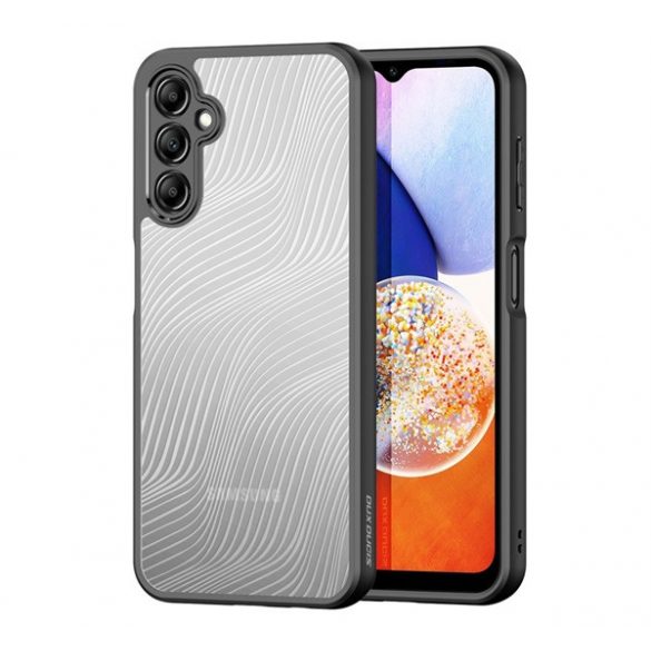 Protector de telefon din plastic DUX DUCIS AIMO (rezistență medie la impact, cadru din silicon, protecție pentru cameră, mat, model ondulat) NEGRU Samsung Galaxy A14 4G (SM-A145), Samsung Galaxy A14 5G (SM-A146)