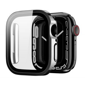 Rama din plastic DUX DUCIS HAMO (rezistenta la impact, efect metalic + protectie ecran) NEGRU Apple Watch Series 6 44mm