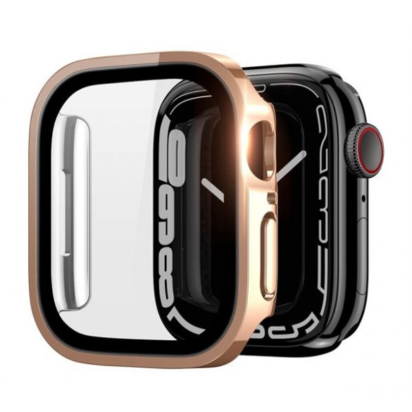 Rama din plastic DUX DUCIS HAMO (rezistenta la impact, efect metalic + protectie ecran) ROZ Apple Watch Series 7 45mm